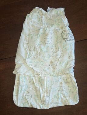 HALO White Sleep Sack with Mint and Tan Elephant Print